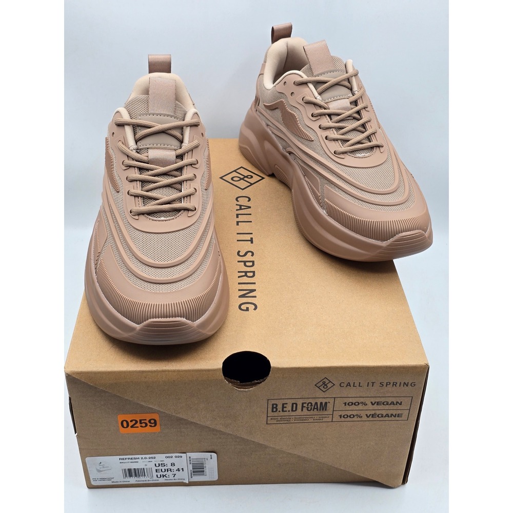 Call It Spring Refresh 2.0 Sneakers Mens 8 Brown Vegan Chunky B.E.D Foam -New
